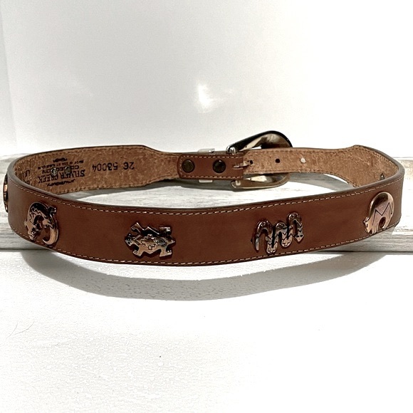 Silver Creek Collection Brown Leather Silver Charm Western Belt Size Small - Picture 7 of 16